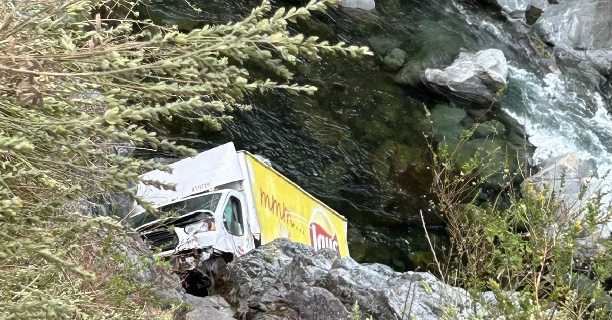 Frito-Lay truck crash-lands at Smith River, driver escapes with minor injuries