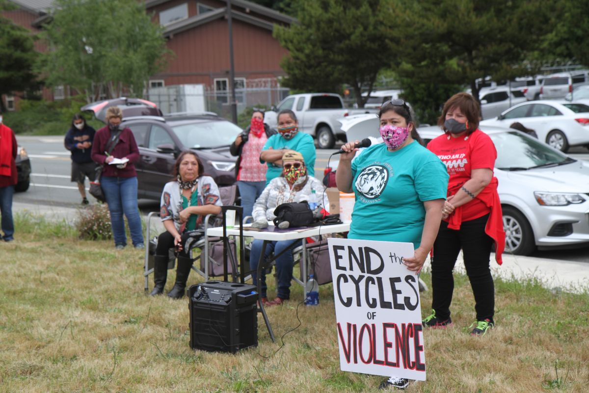 Tribal members march Friday in call to end the cycle of abuse