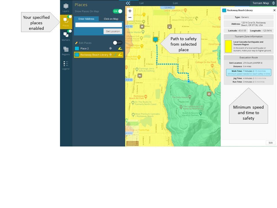 Interactive tsunami evacuation maps show fastest street paths to safety