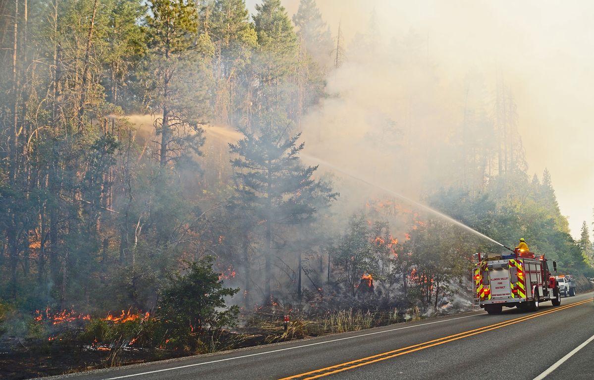 The Redwood Fire along Highway 199 is mostly contained
