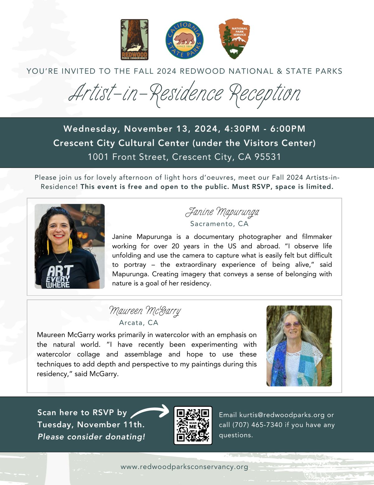 Redwood Parks Conservancy and Redwood National & State Parks Host Artist-in-Residence Reception
