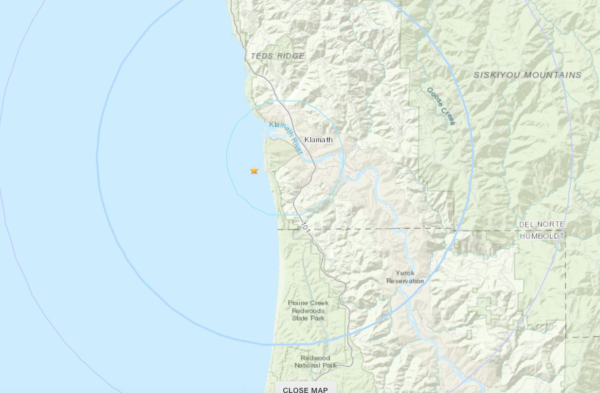 Minor earthquake felt this morning off Klamath