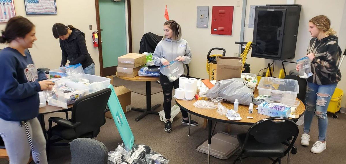 Students volunteer to assemble care packages for homeless youth