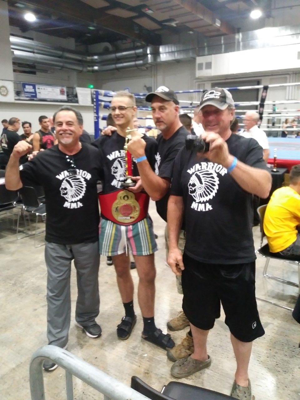 Puente, Stamcm celebrating their debuts in the ring with Warrior MMA Club