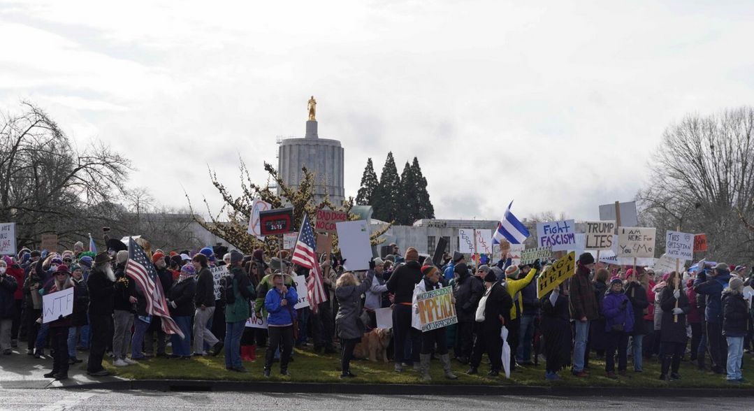 Hundreds rally in Salem, Portland against Trump, Musk moves against funding, agencies