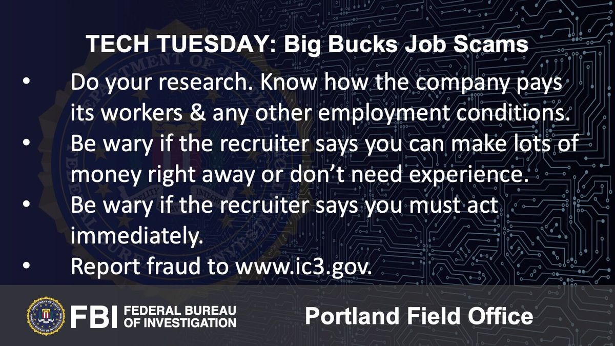 Tech Tuesday: Building a Digital Defense Against Big Bucks Job Scams