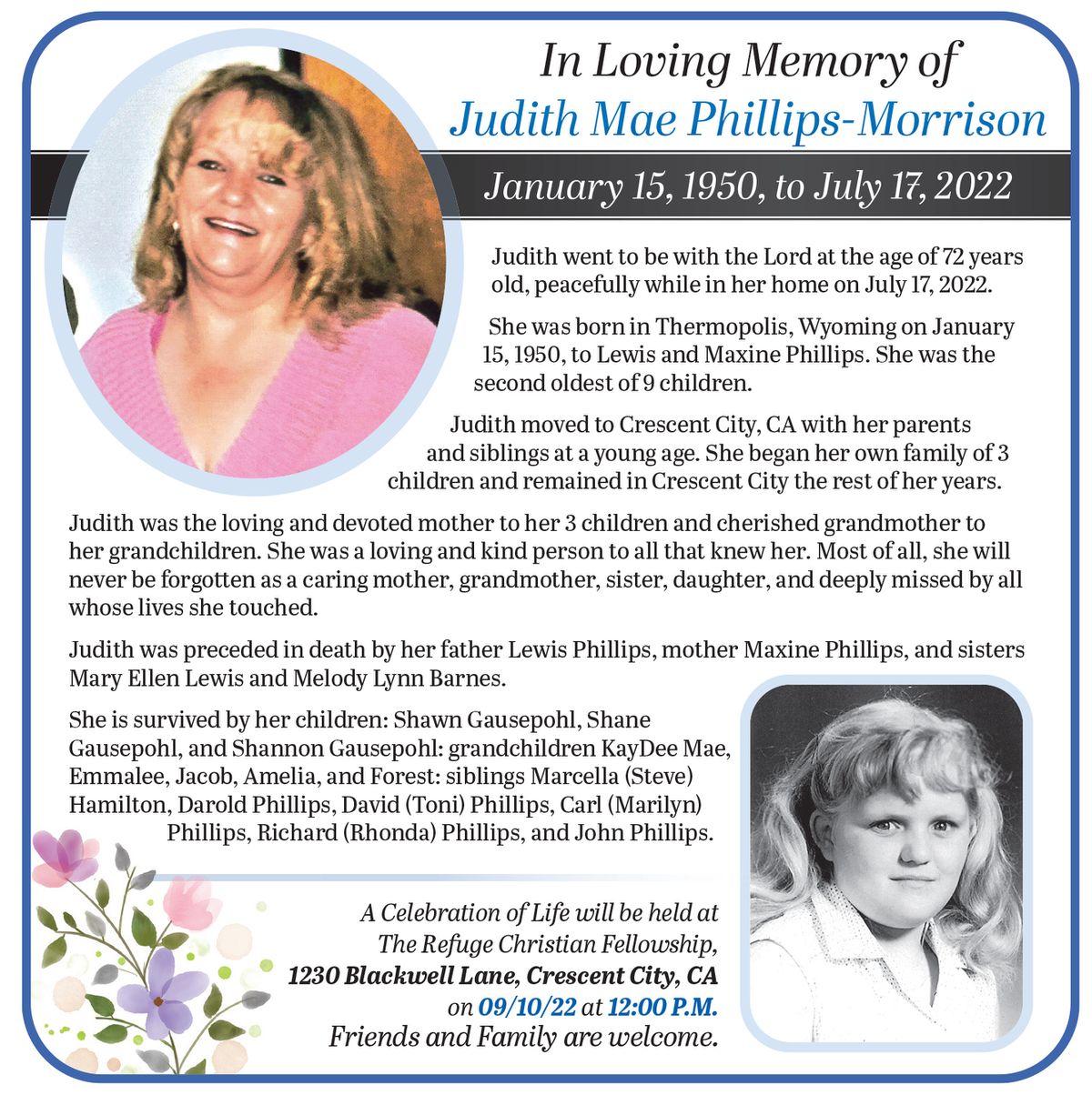 Judith Mae Phillips-MorrisonIn