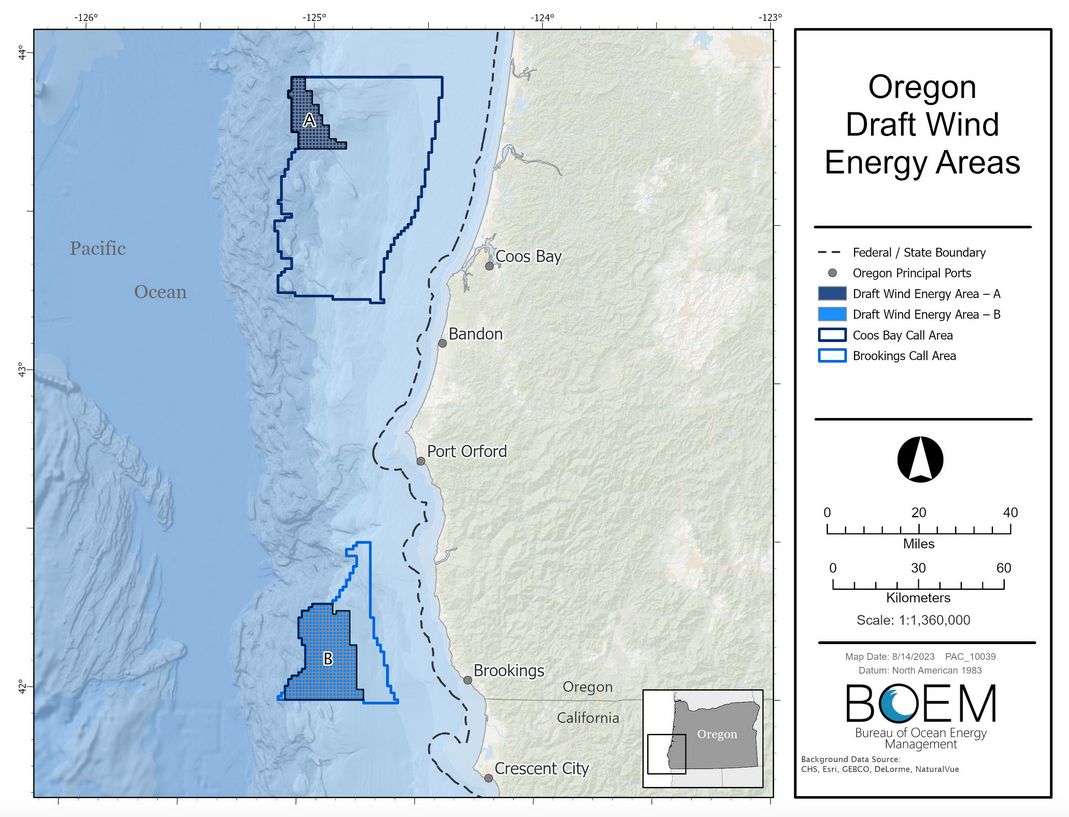 Capturing the Wind: Federal agency ID's two possible sites off Brookings, Coos Bay